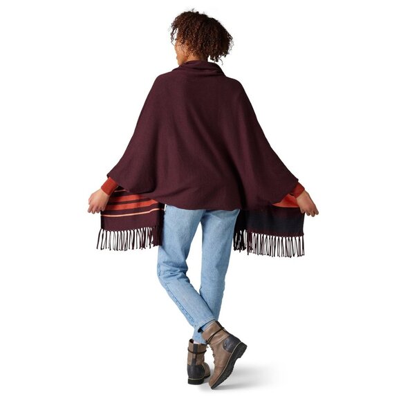 SMARTWOOL Women's Shadow Pine Scarf Wrap Poncho Merino Wool Woodsmoke Heather - Picture 4 of 12